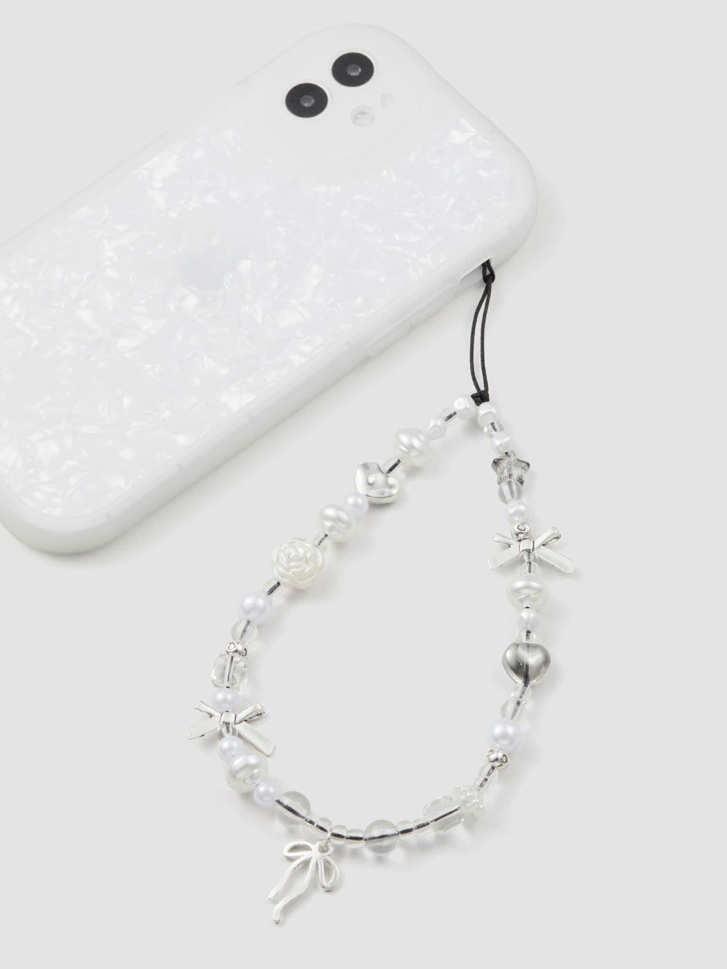 BOWKNOT & HEART BEADED PHONE STRAP