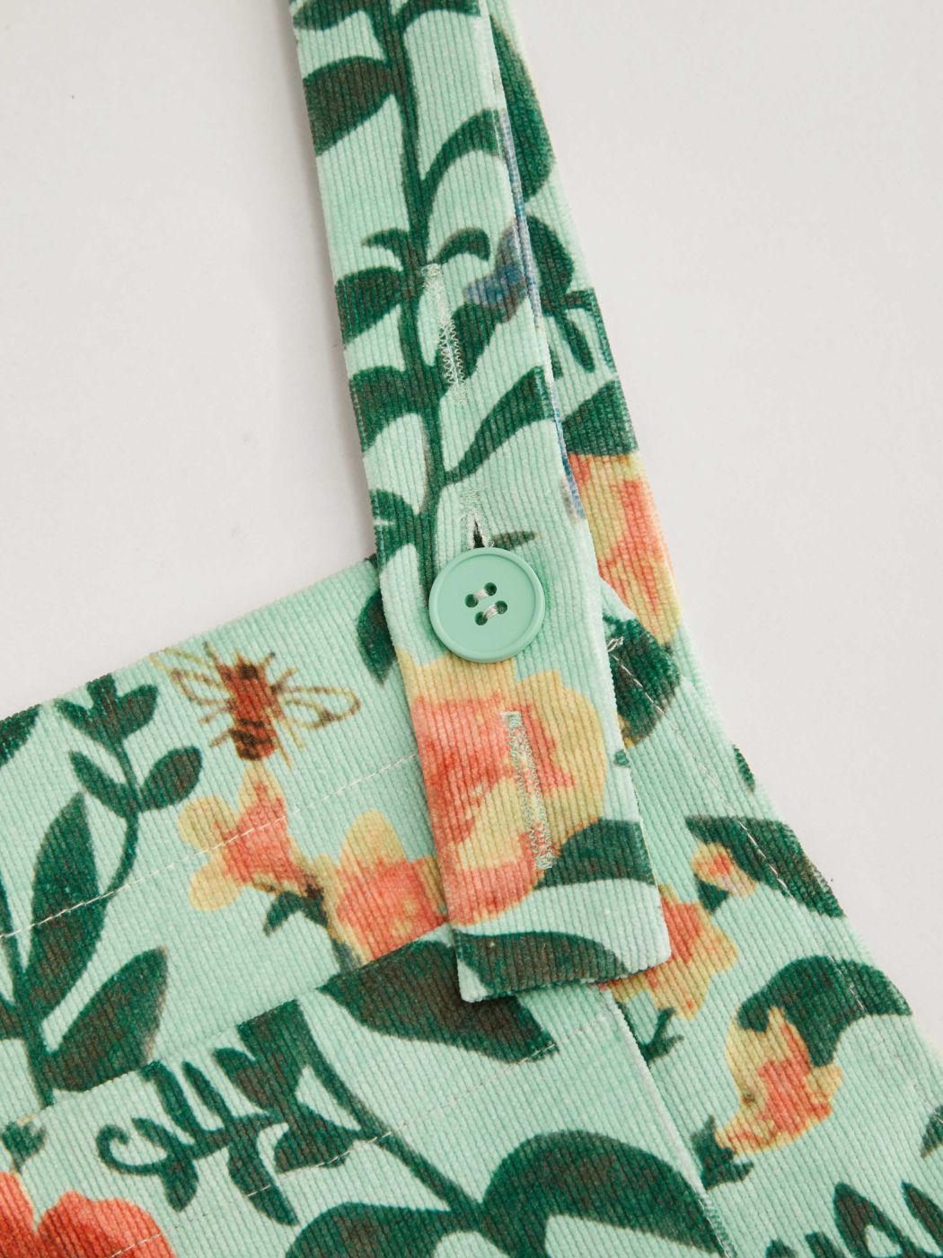 Updated Fabric Corduroy Square Neck Floral Pocket Romper