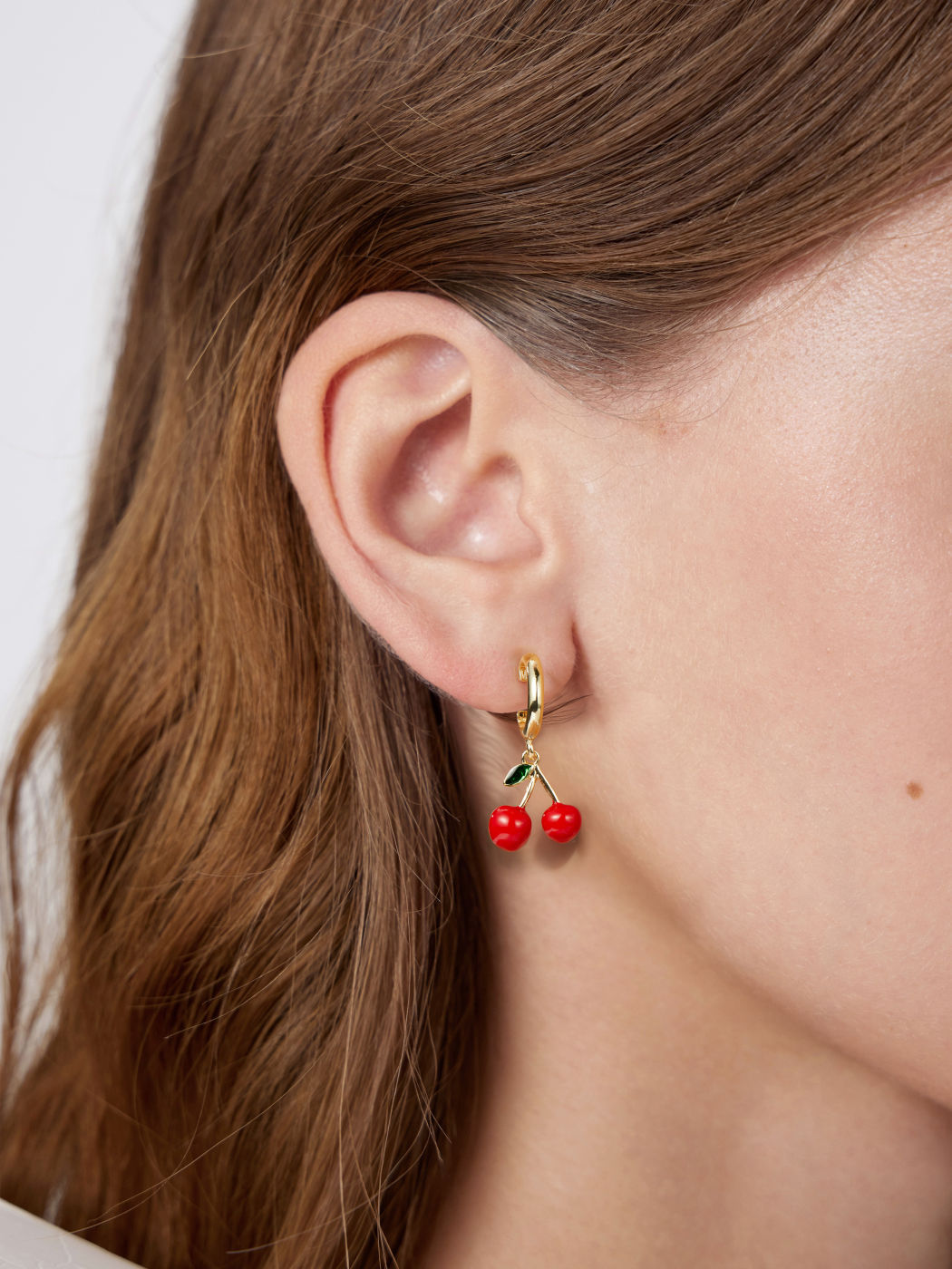 CHERRY HOOP EARRINGS