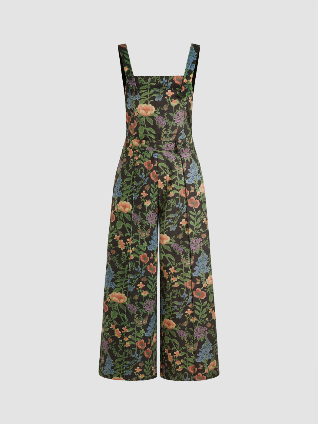 Updated Fabric Corduroy Square Neck Floral Pocket Jumpsuit