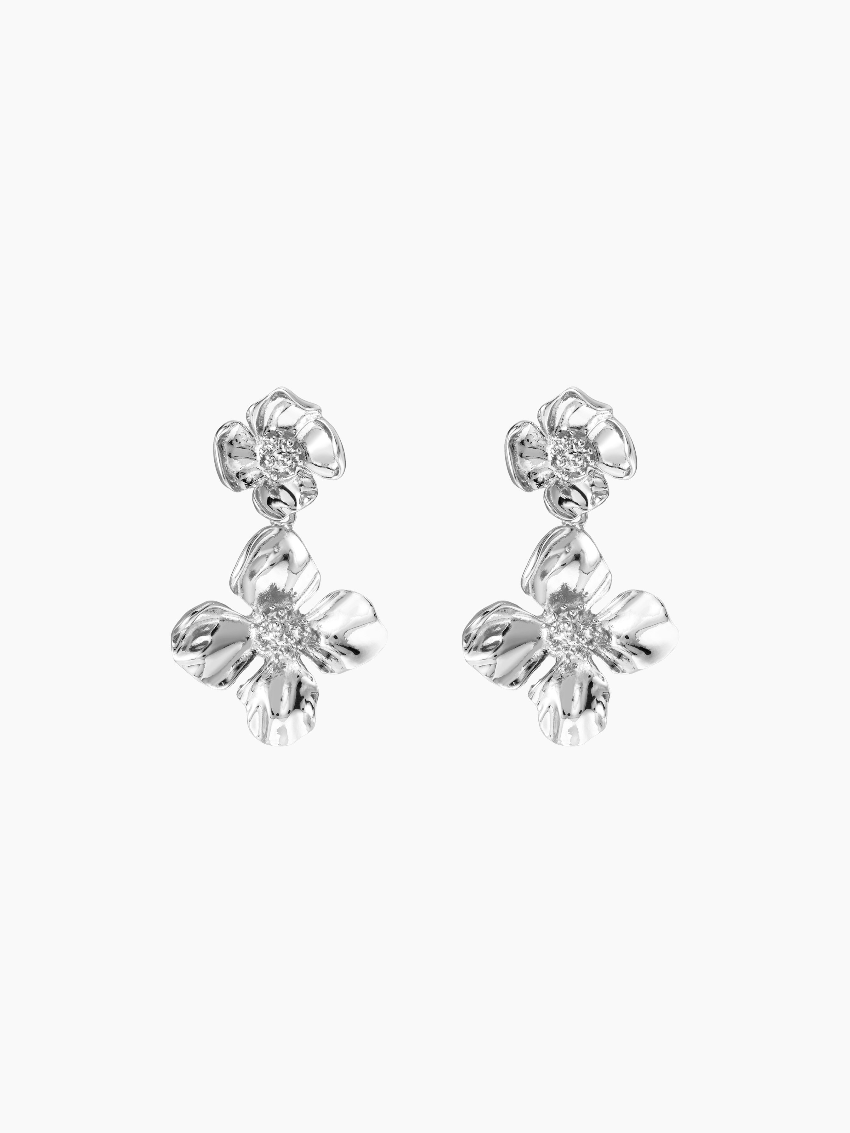 Zinc Alloy DOUBLE FLOWER DROP EARRINGS For Daily Casual Date