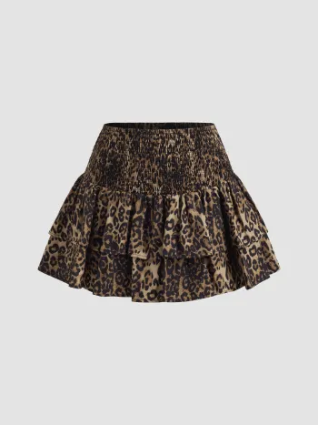 Mittelhohe Leopard-Pleated Mini-Skirt