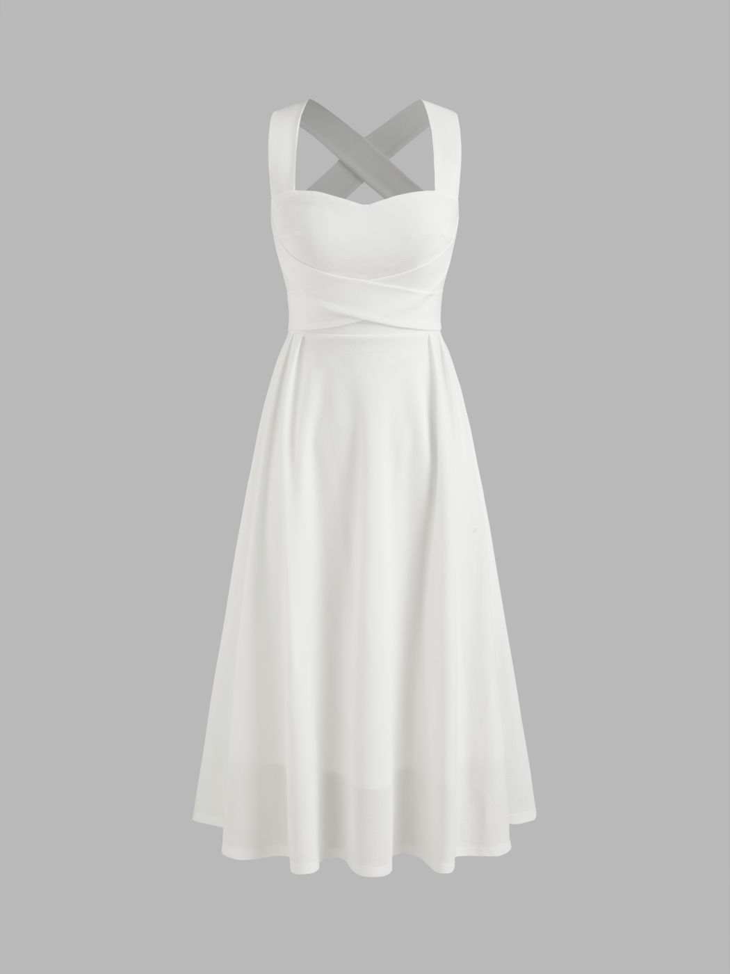 Square Neck Solid Criss Cross Ruffle Midi Dress & Metallic Pointed Toe Slingback Kitten Heels