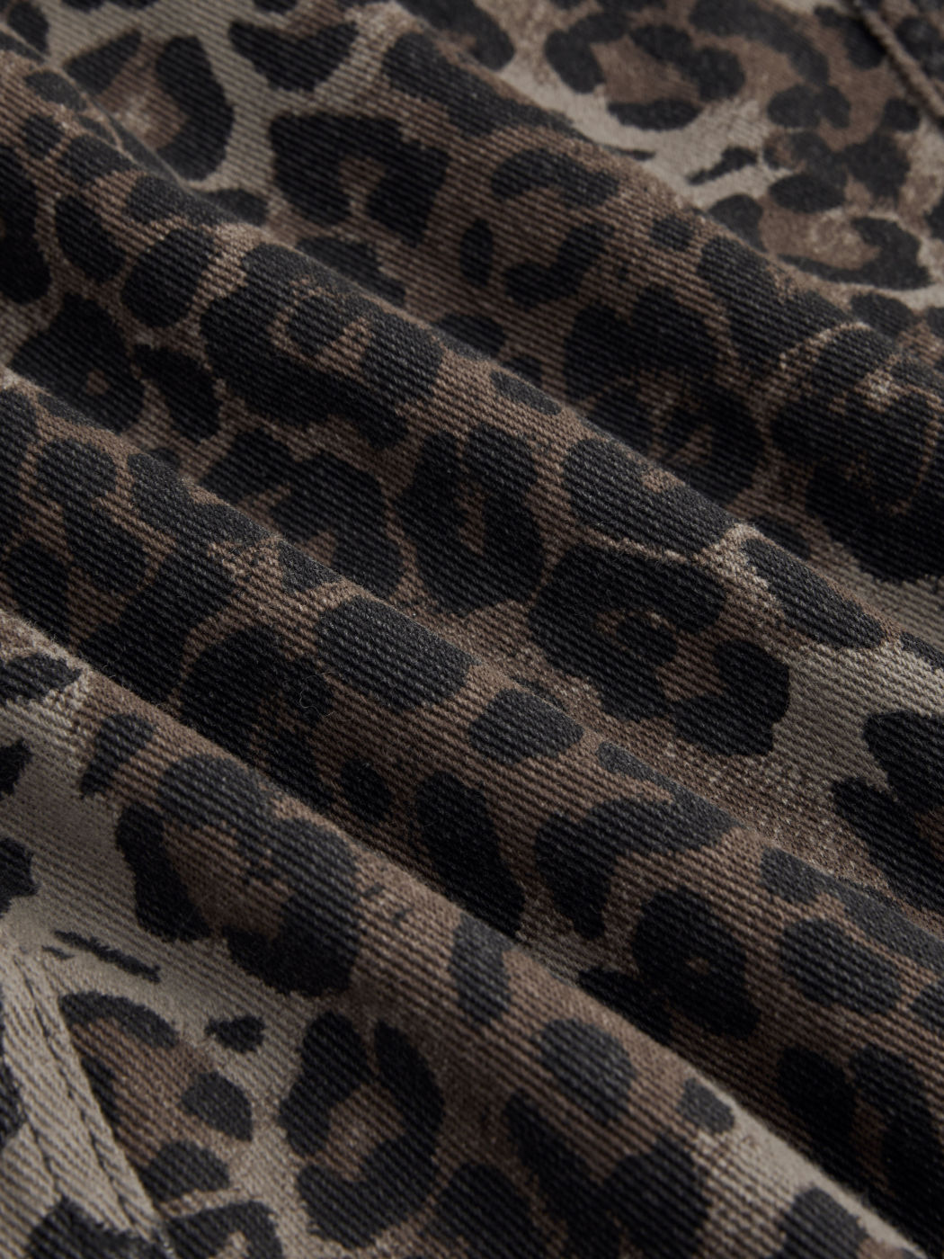 Denim Rundhalsausschnitt Leoparden Jacke