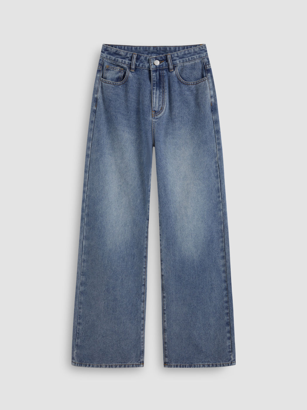 Cider Denim Mid Rise Solid Heart Pocket Straight Leg Jeans
