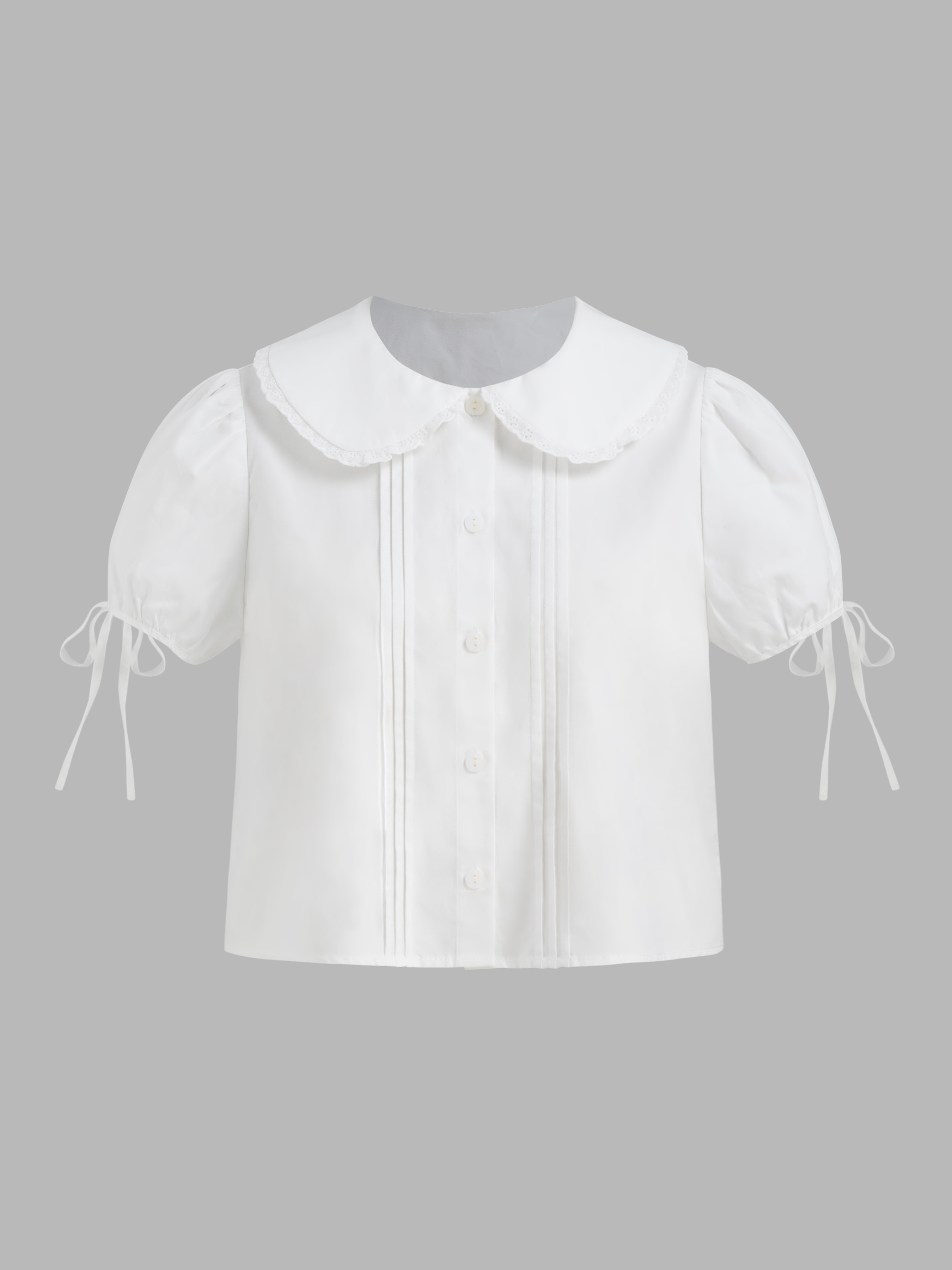 【BAON】24FW★ [BAONHAUS] Pocket Round Collar Cotton JK Friller White Polka Dot Print Detachable Collar | Vintage