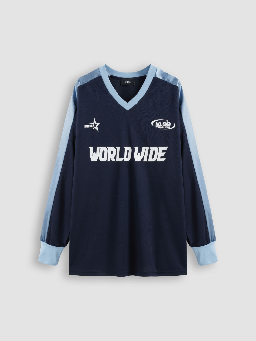 World Wide V-neck Graphic Oversized Tee