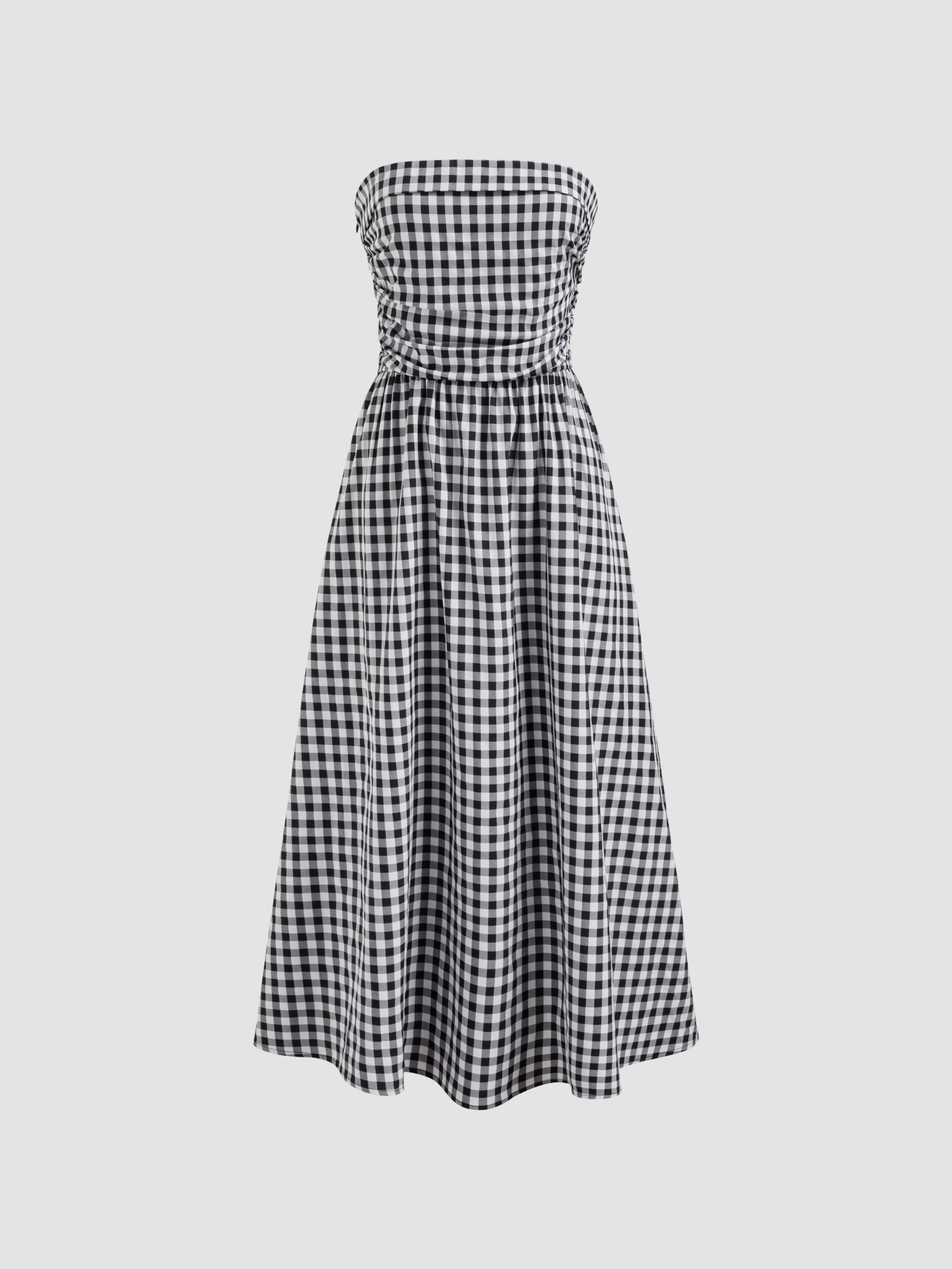 【美品】トゥデイフルGinghamcheck Camisole Dress Gingham Dress Picnic Dress Woven Tube Gingham Ruffle Shirred
