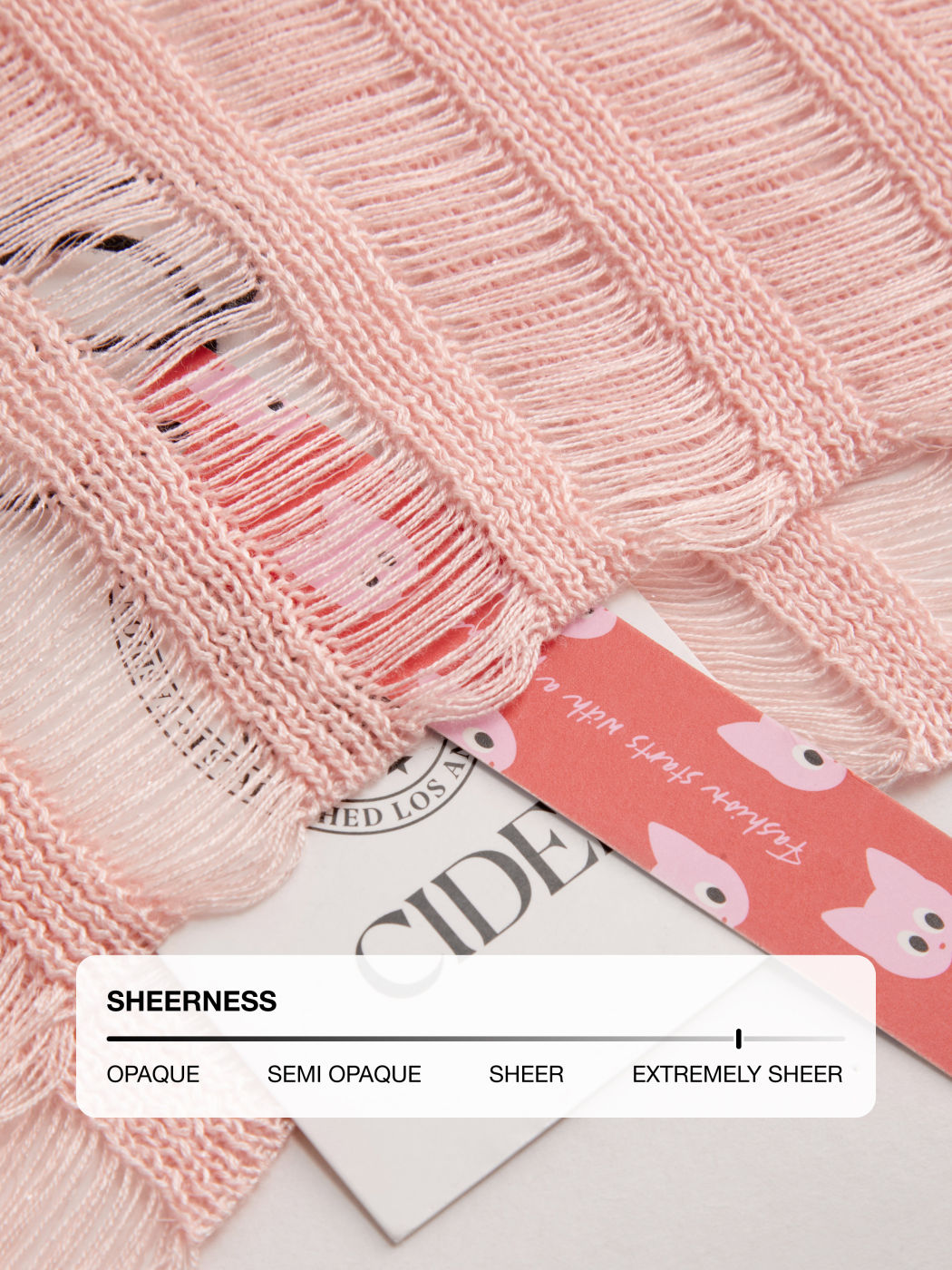 Knit Round Neckline Solid See-through Striped Long Sleeve Top