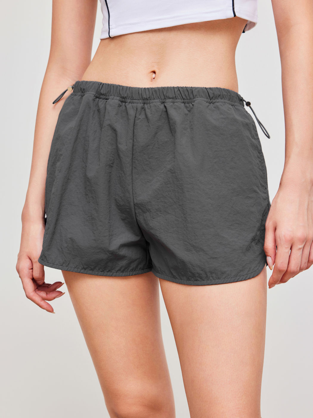 Low Rise Solid Drawstring Pocket Micro Shorts