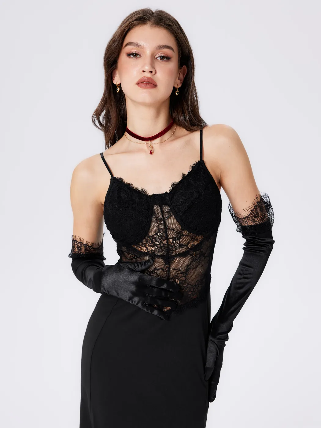 LACE TRIM LONG GLOVES