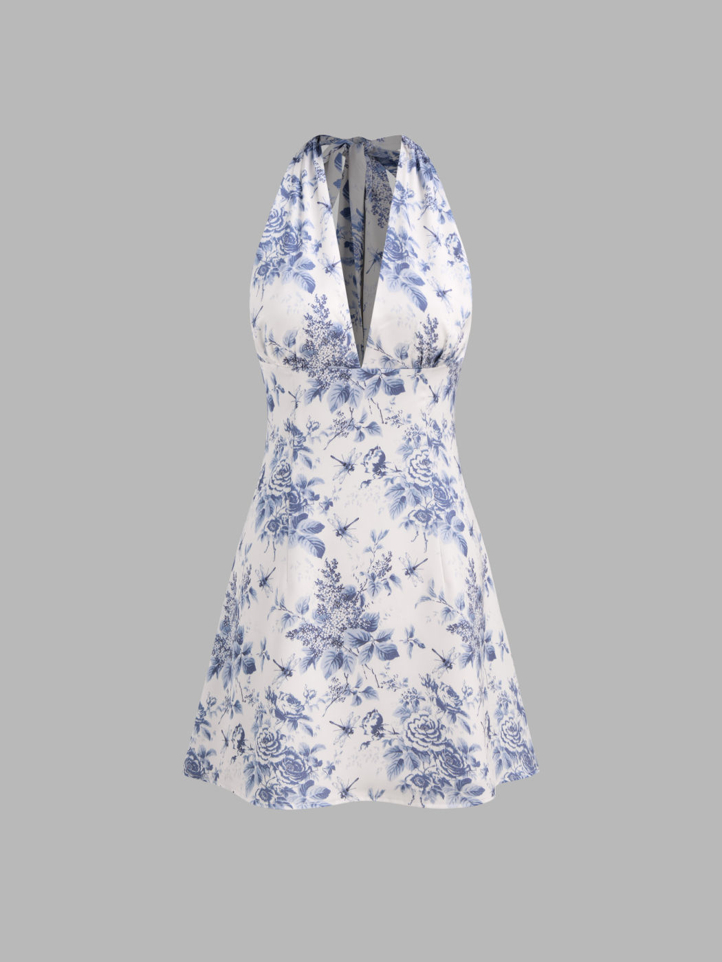 V-Ausschnitt Blumenkleid mit Knoten Mini