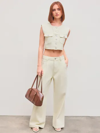 Cider Denim - Jeans a gamba larga a vita media e con tasche solide
