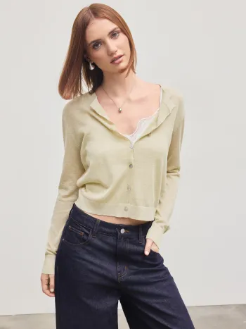 Knit Round Neckline Solid Button Cardigan