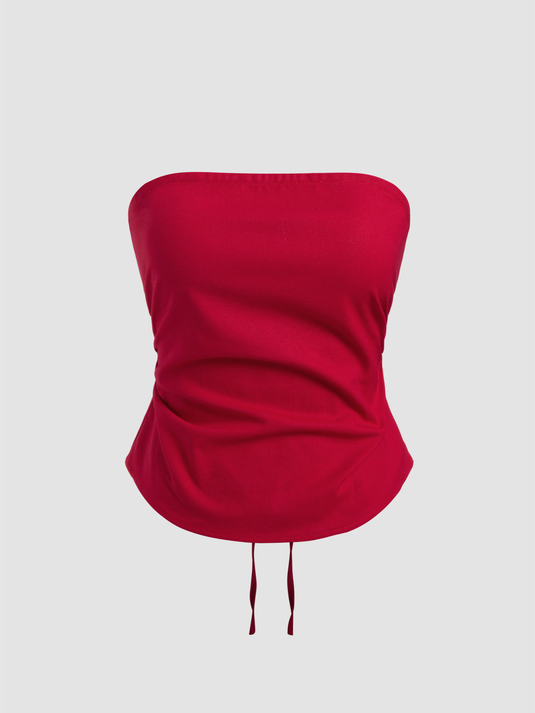 Linen-blend Solid Knotted Zipper Tube Top