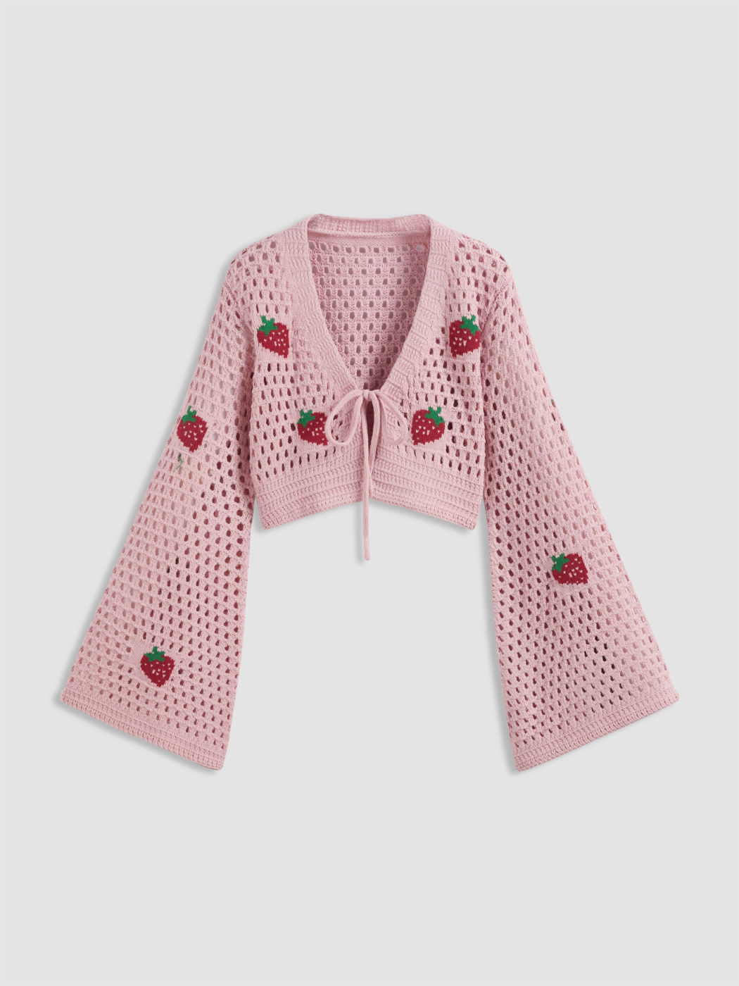 Cárdigan de punto con cuello en V y diseño de fresa hueco