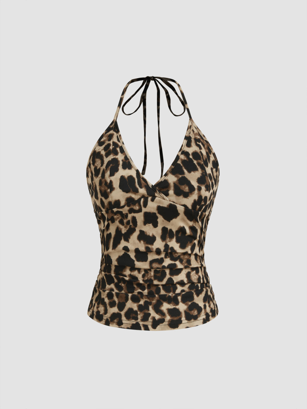 Halterhalslinie Leopard-Knoten-Cami-Top