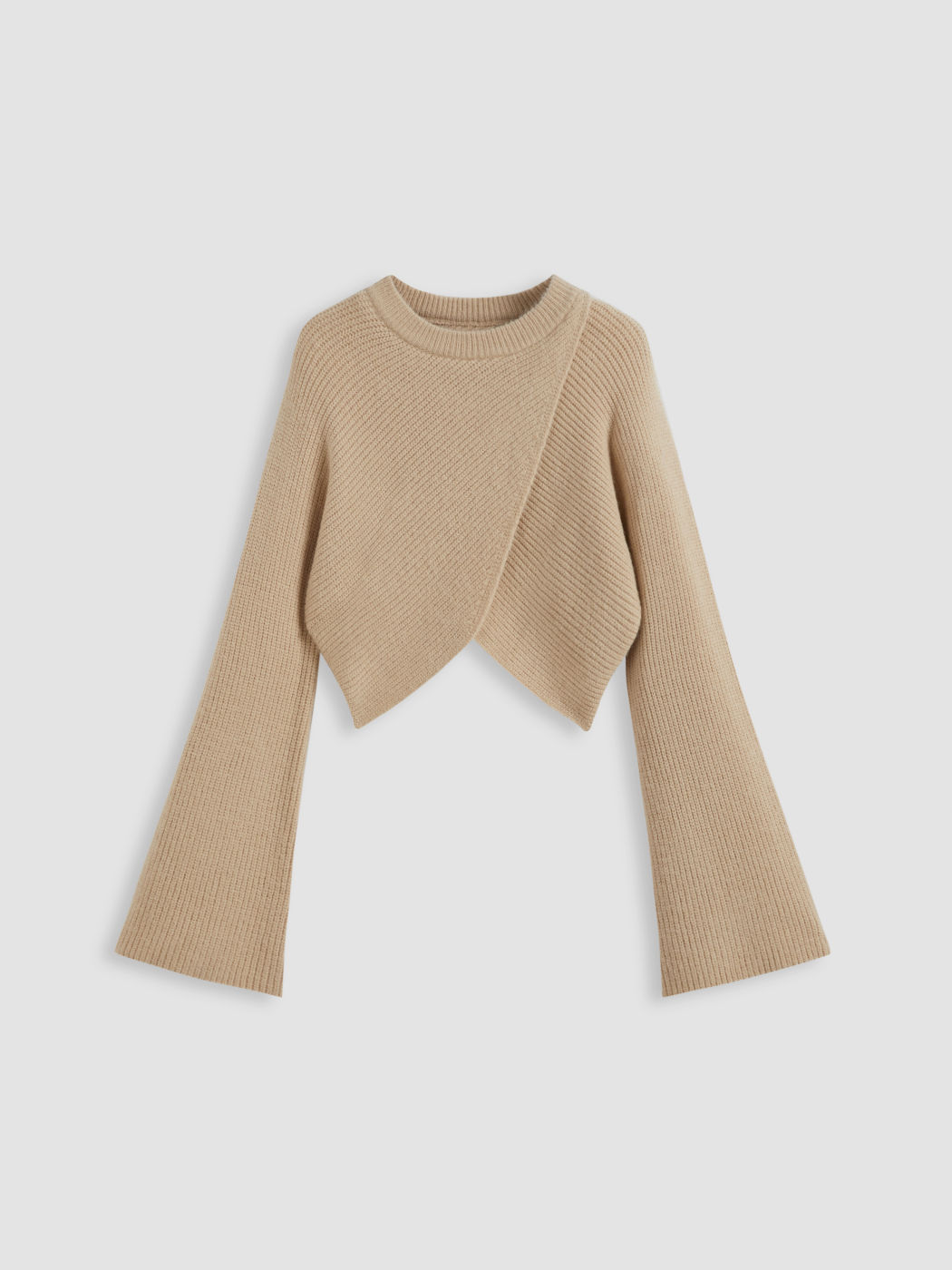 Strickcrop-Sweater mit Rundhals und einfarbigem Design