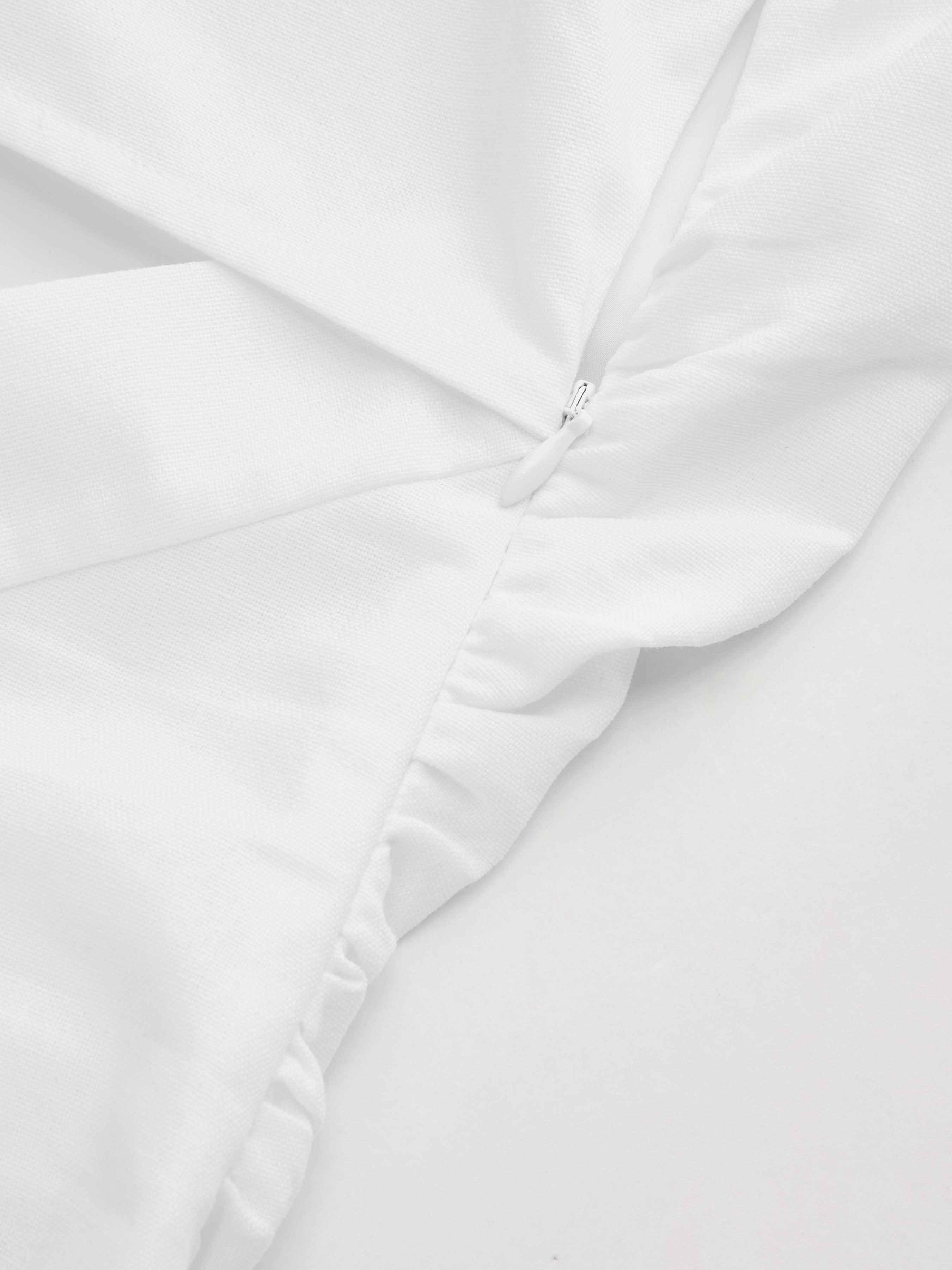 Linen-cotton Boat Neckline Solid Bowknot Tank Top