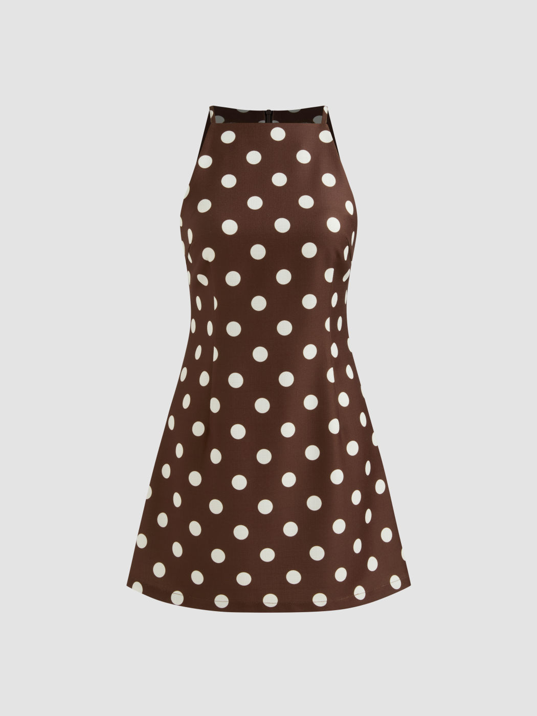 Boat Neck Polka Dot Mini Dress