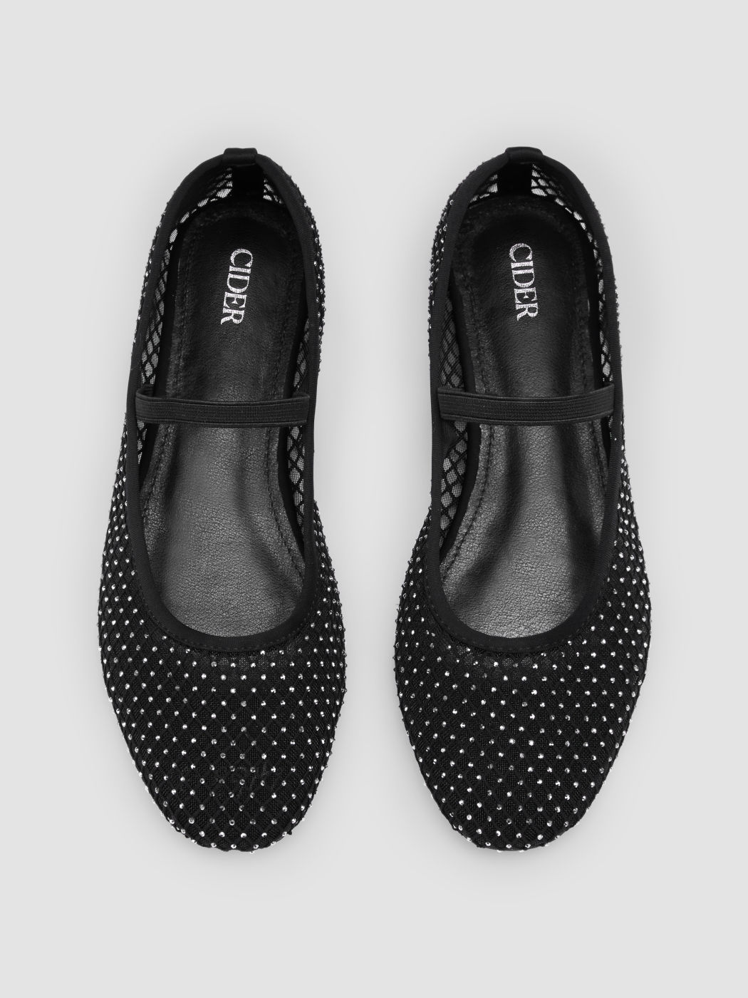 RHINESTONE MESH MARY JANE FLATS