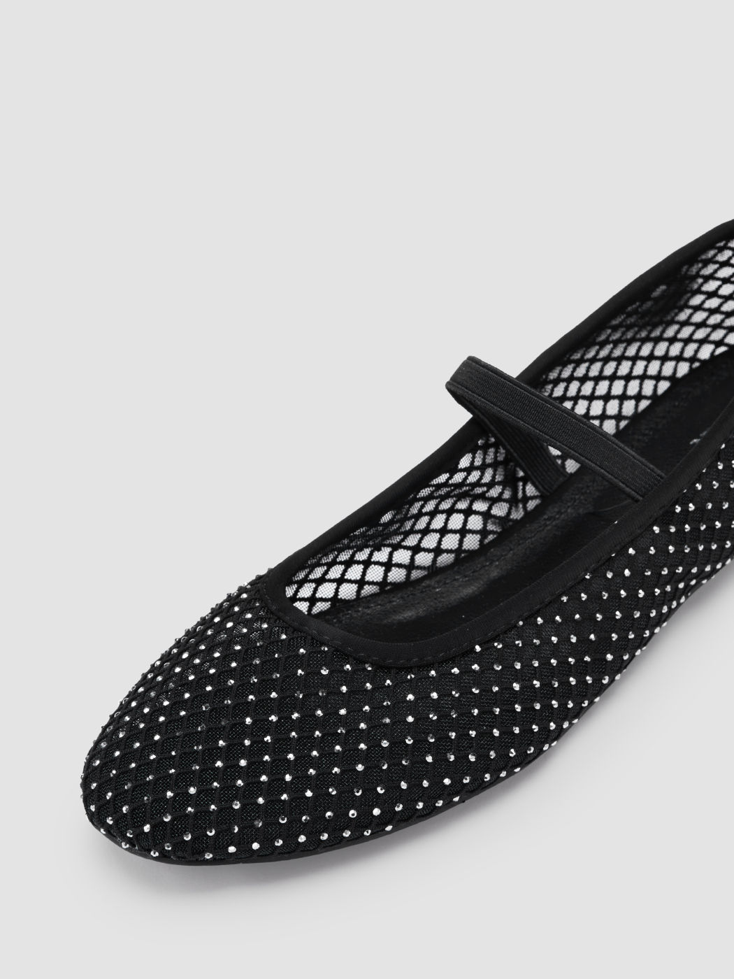 RHINESTONE MESH MARY JANE FLATS
