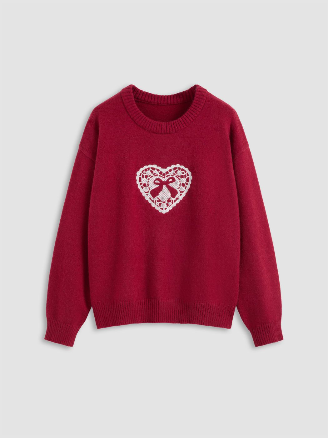 Maglione grafico a maglia con scollo rotondo e fiocco a cuore