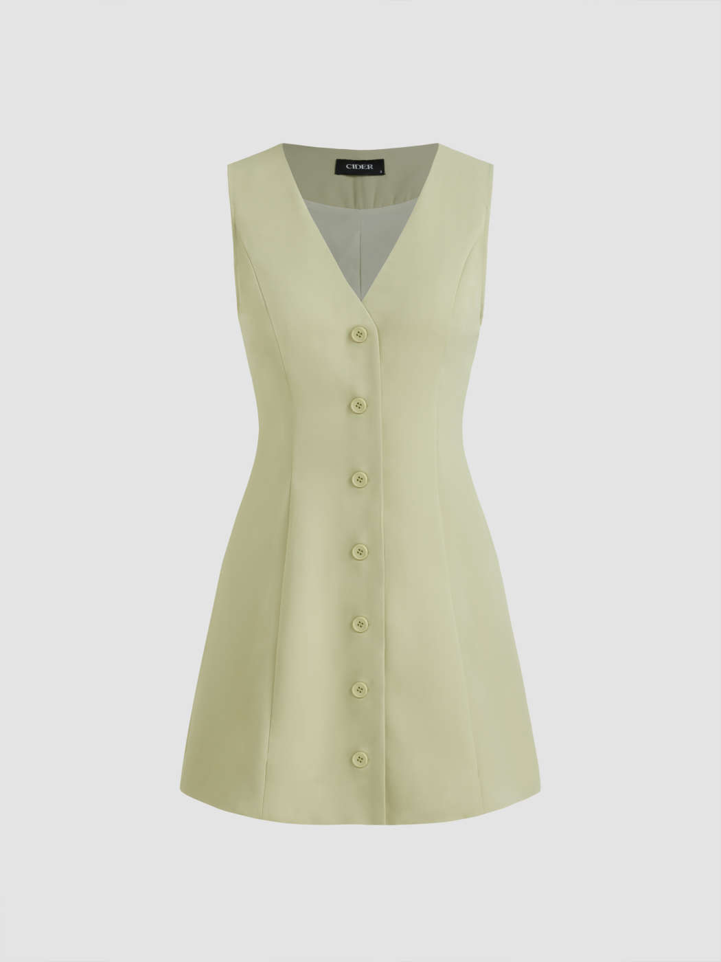 Woven V-neck Solid Button Mini Blazer Dress For Work