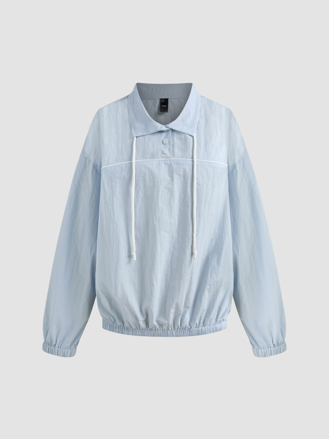 Collar Solid Drawstring Sweatshirt