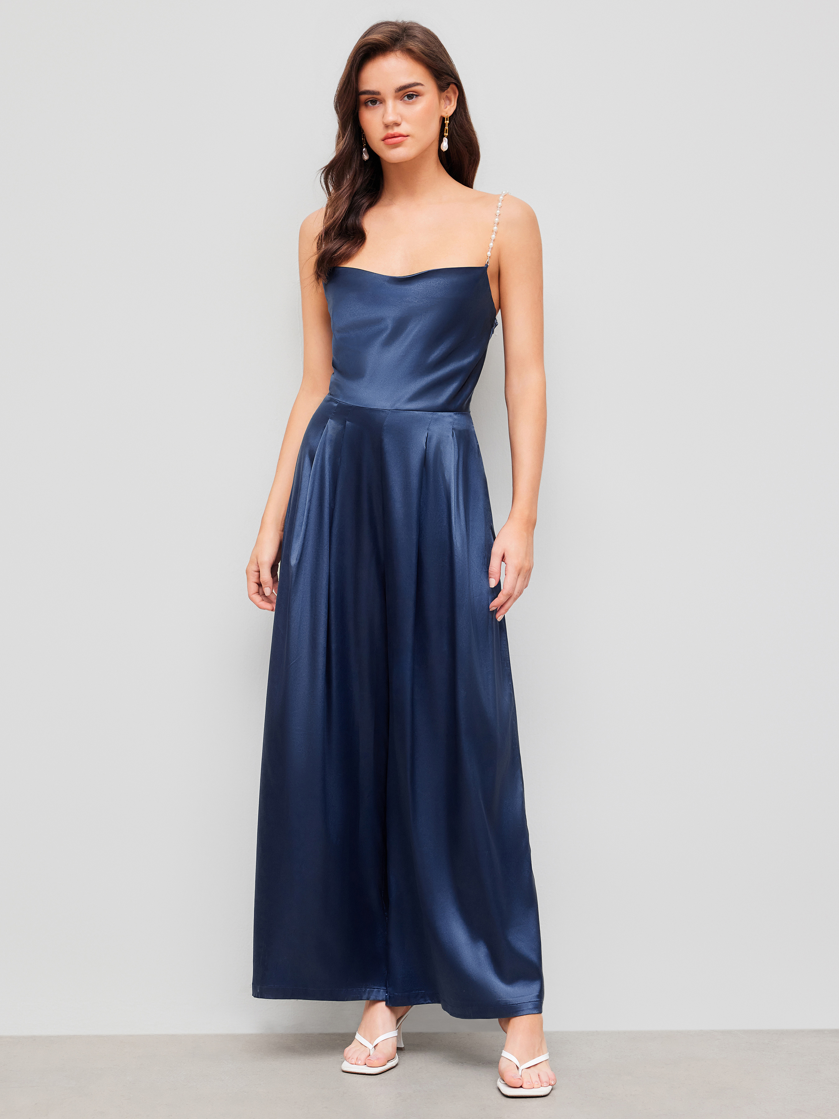 Cider◆Satin cowl neck◆ソリッド◆フリルヘム◆マキシドレス Formal Dresses Homecoming Dress Hoco Dresses Slim Fit Knit