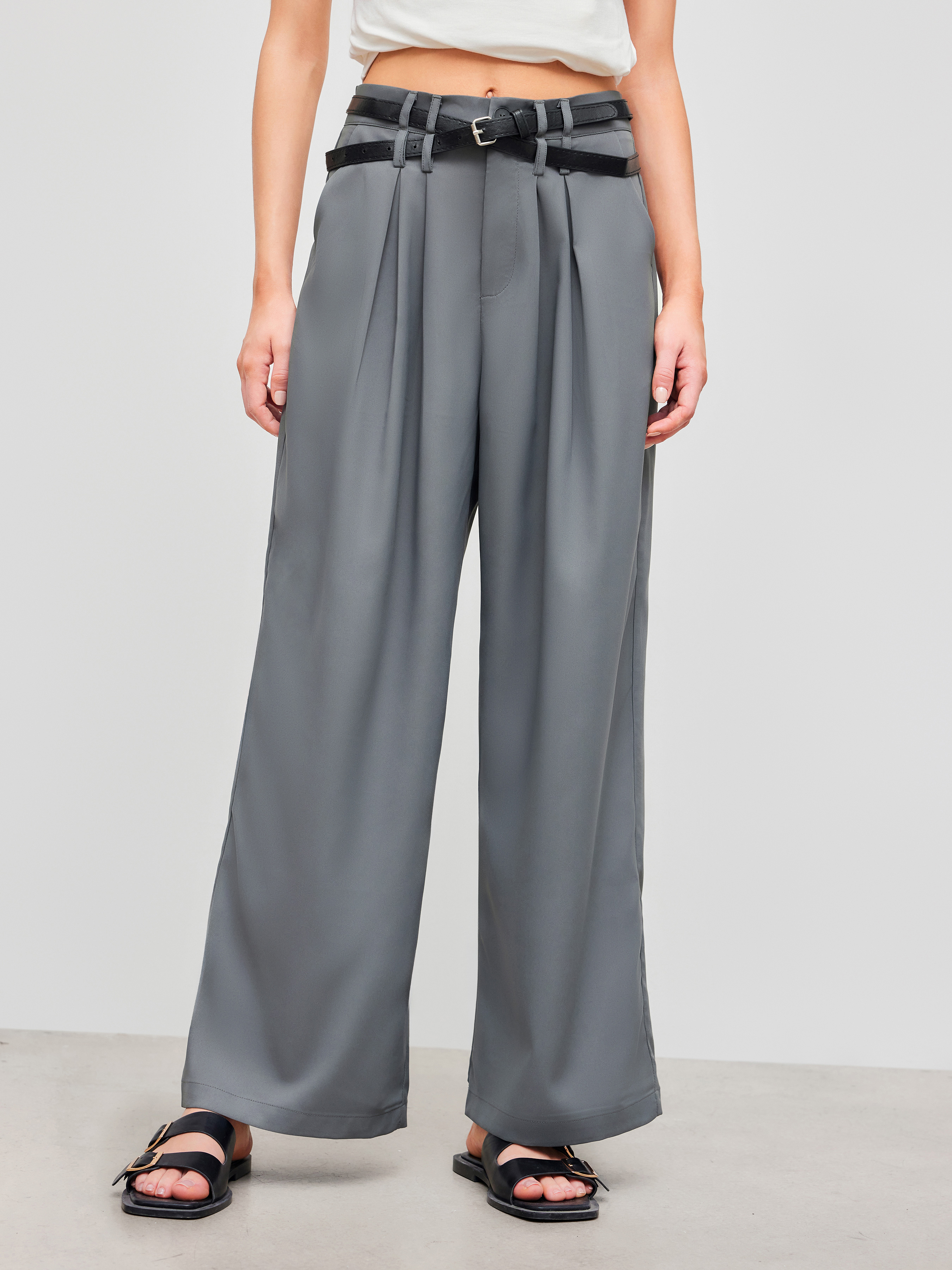 [ KIRSH ]★COLLECTION STRING CUT OFF WIDE SLACKS MUSINSA | KIRSH Collection String Cut Off Wide Slacks [Black]
