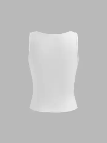 Hot Person Scoop Neckline Embroidery Tank Top