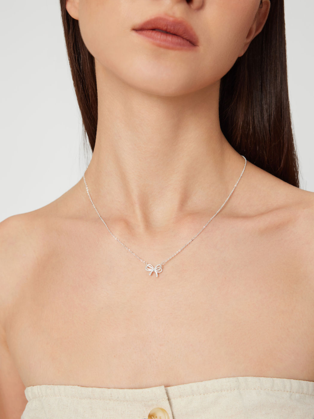 RHINESTONE DECOR BOWKNOT NECKLACE