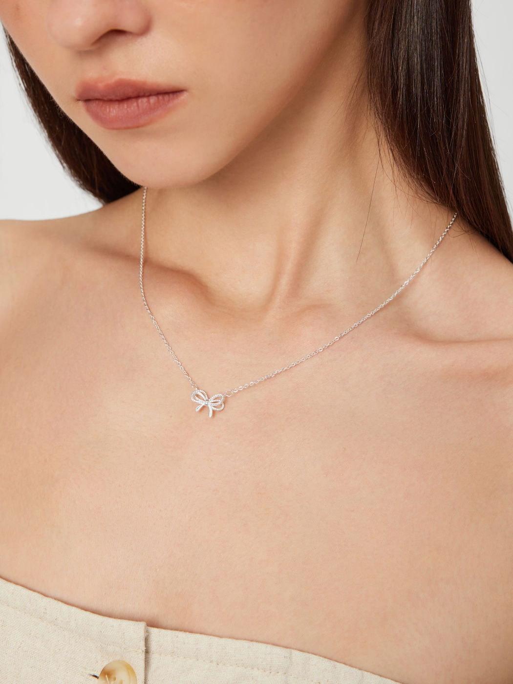 RHINESTONE DECOR BOWKNOT NECKLACE
