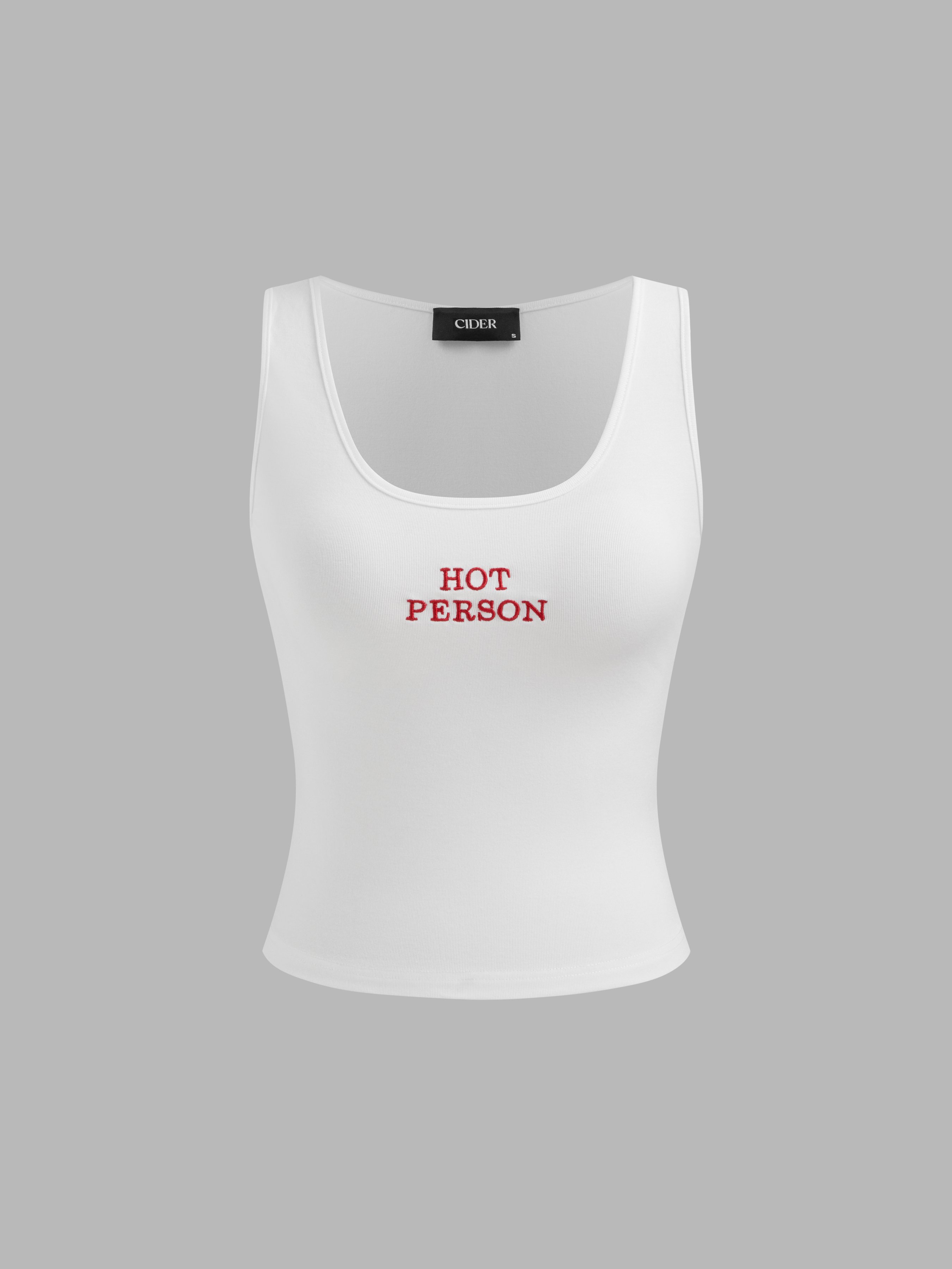 Scoop neckline embroidered tank