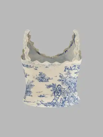 V-Ausschnitt Spitzen Schleife Rüschen Cami Top Kurve & Plus