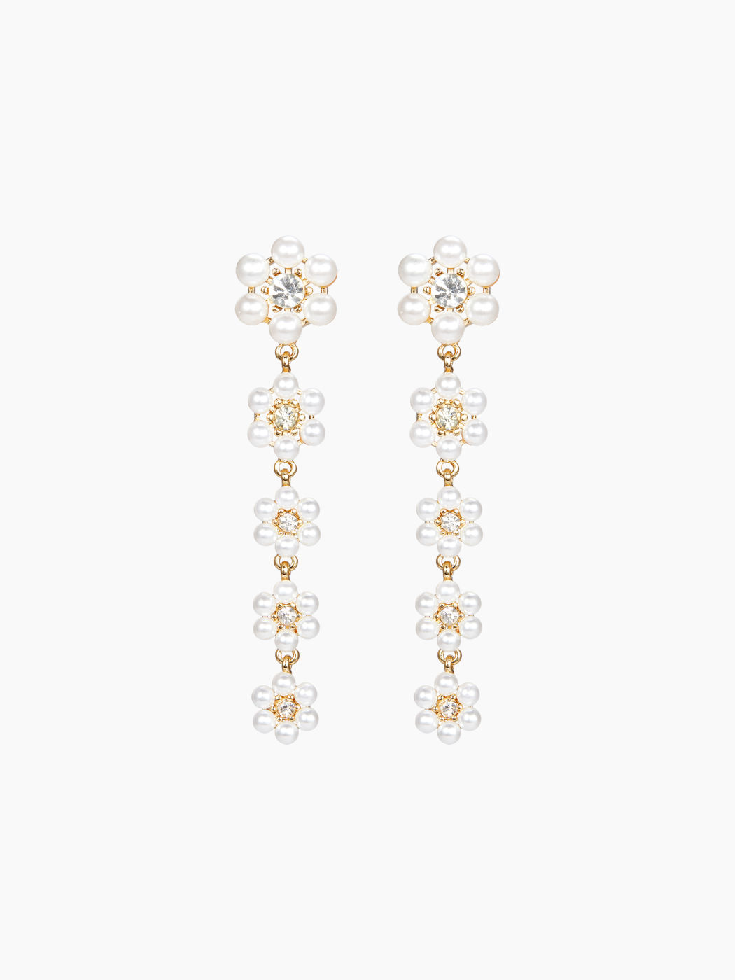 Faux-Perlen-Rhinestone-Blumen-Ohrringe
