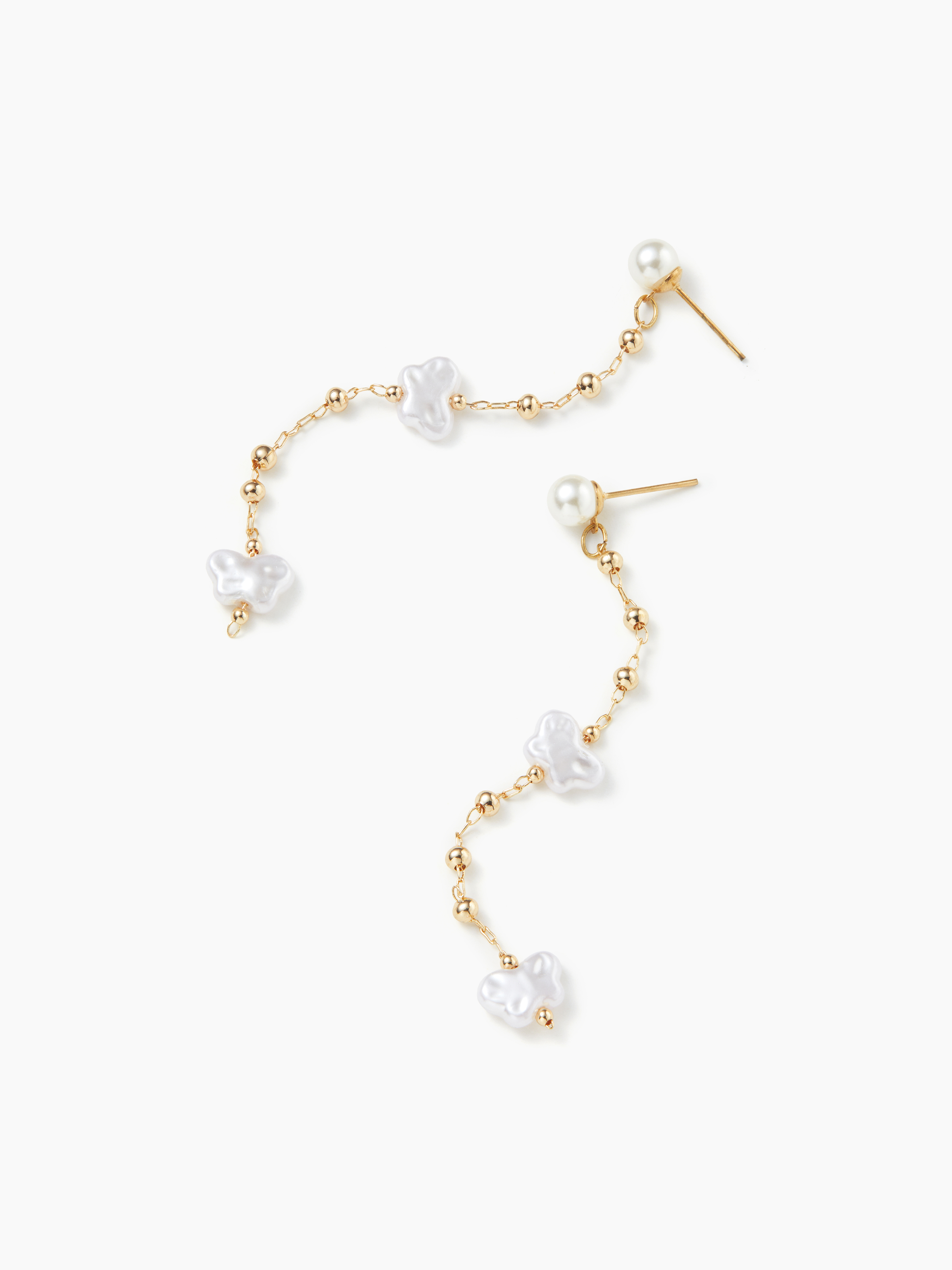 TRIPLE FAUX PEARL LINEAR DROP EARRINGS