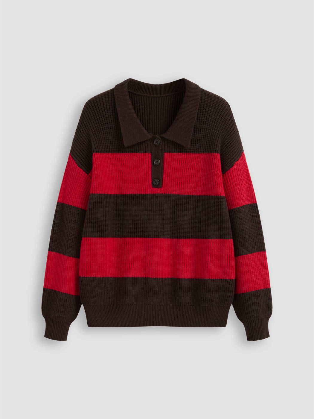 Knit Polo Striped Long Sleeve Top