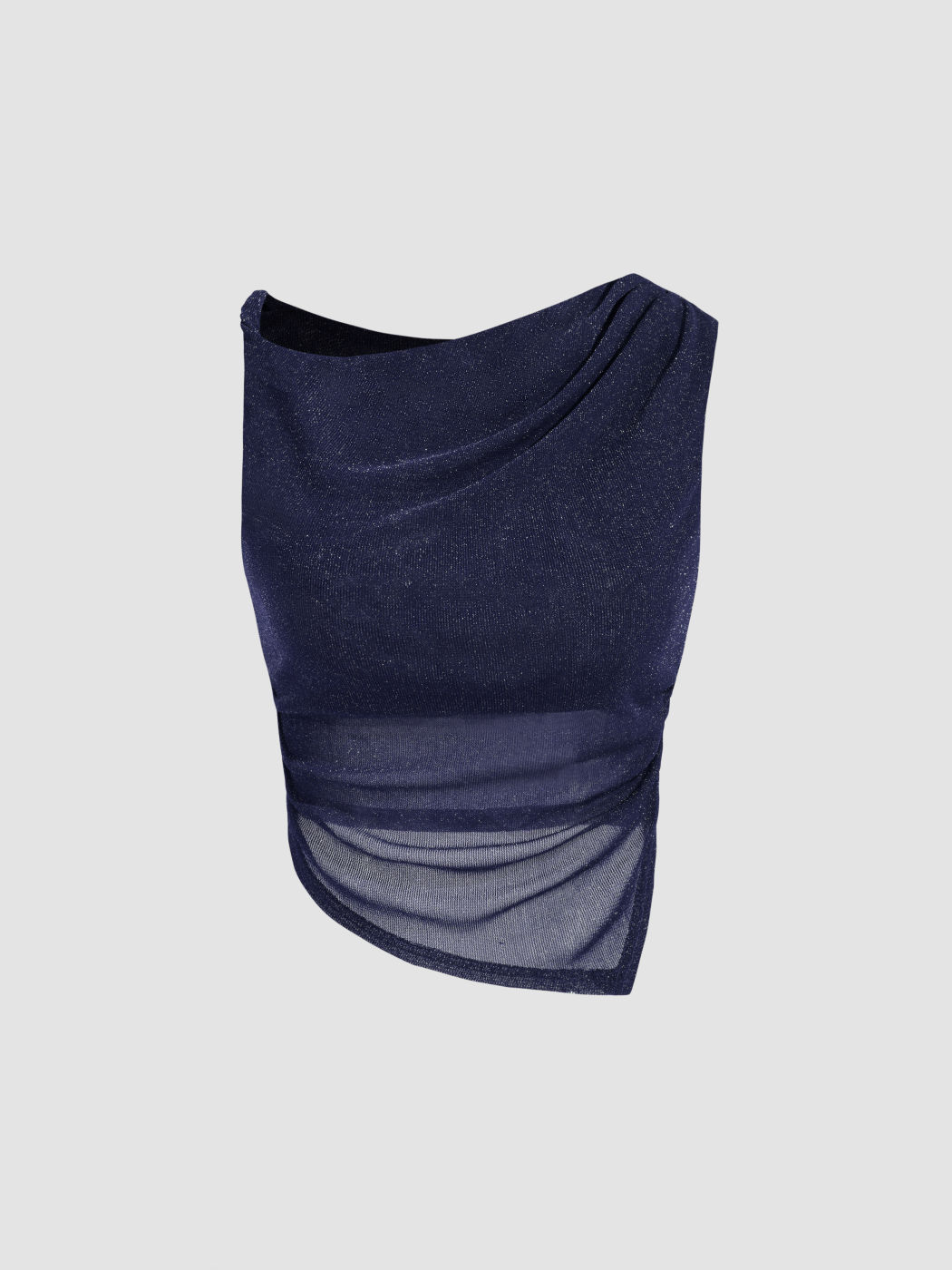 Mesh Asymmetrischer Ausschnitt Glitzer Top