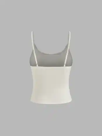 Scoop-Halslinie Kaninchen-Grafik Schleifenbänder Spitze-Bordüre Camisole Oberteil