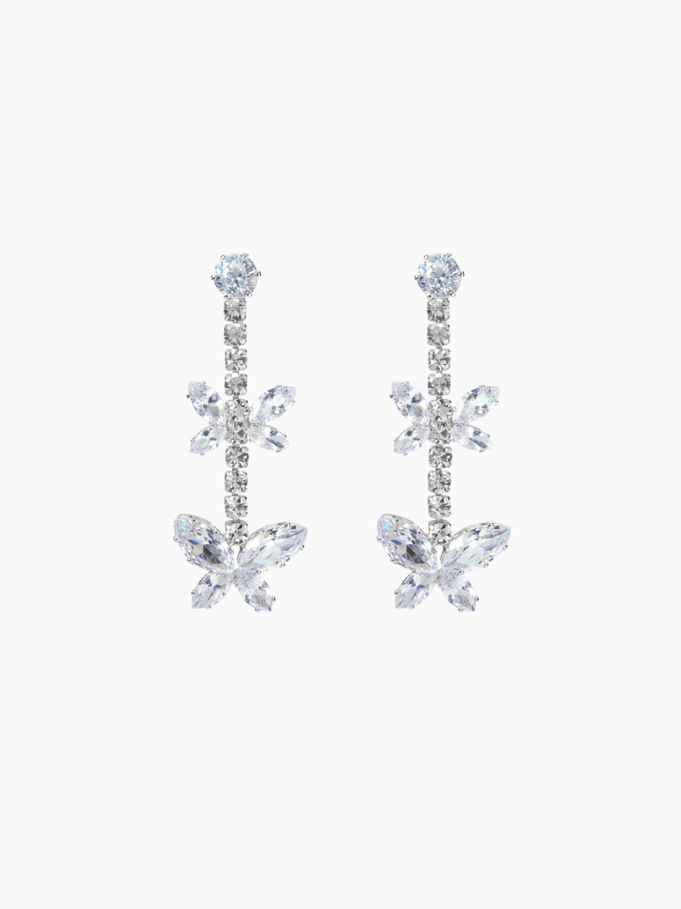 DOUBLE BUTTERFLY RHINESTONE EARRINGS