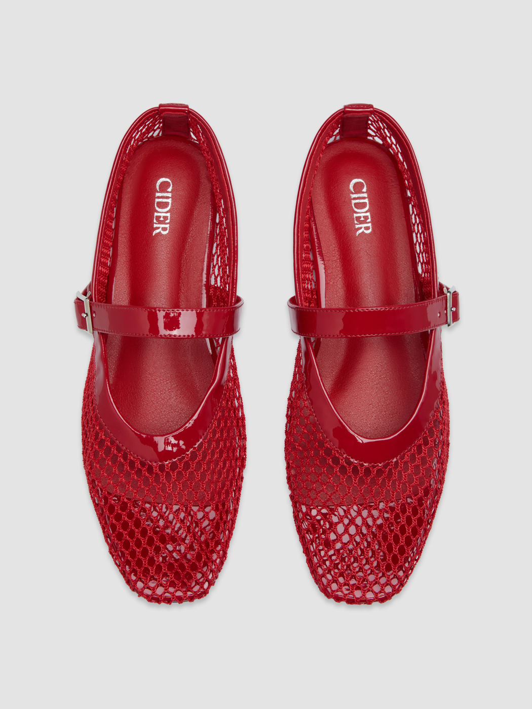 Faux-Leder-Mesh-Mary-Jane-Flachschuhe