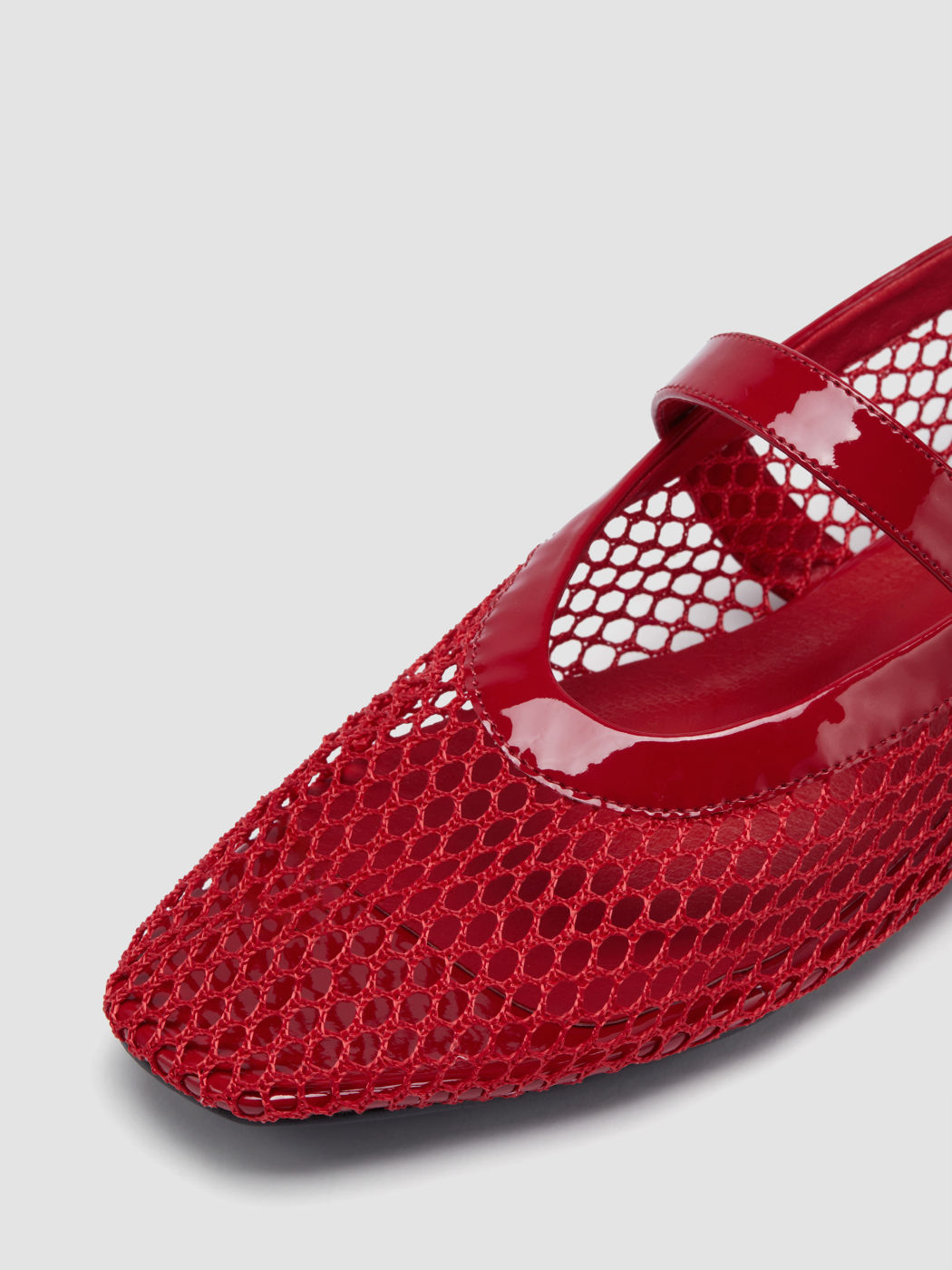 Faux-Leder-Mesh-Mary-Jane-Flachschuhe