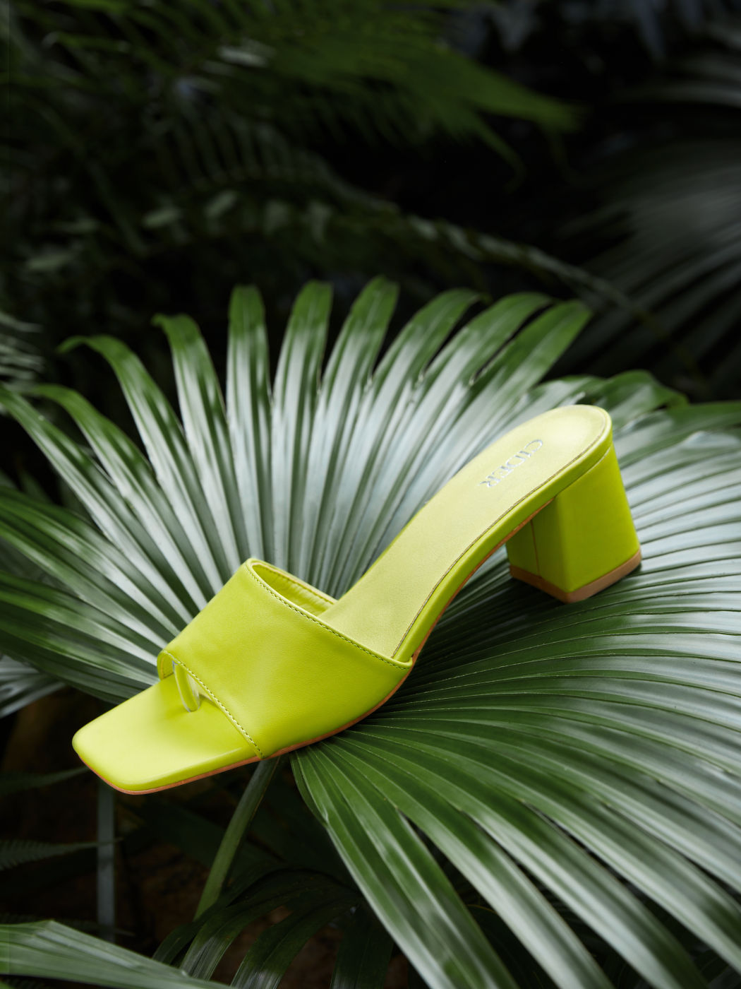 Chunky Heeled Single Band Sandals