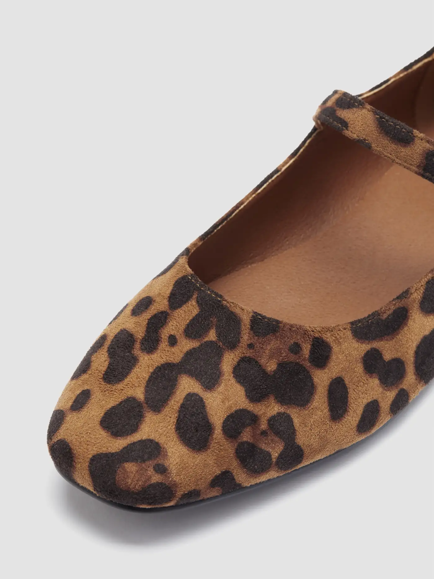 LEOPARD PRINT SUEDE MARY JANE FLATS
