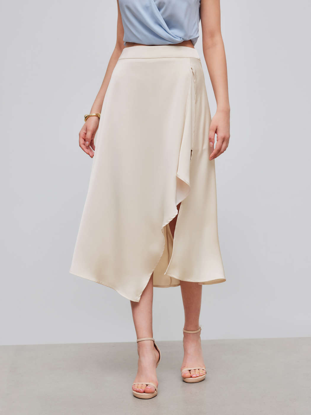 Tissé Mid Rise Solid Split Maxi Skirt For Décontracté quotidien