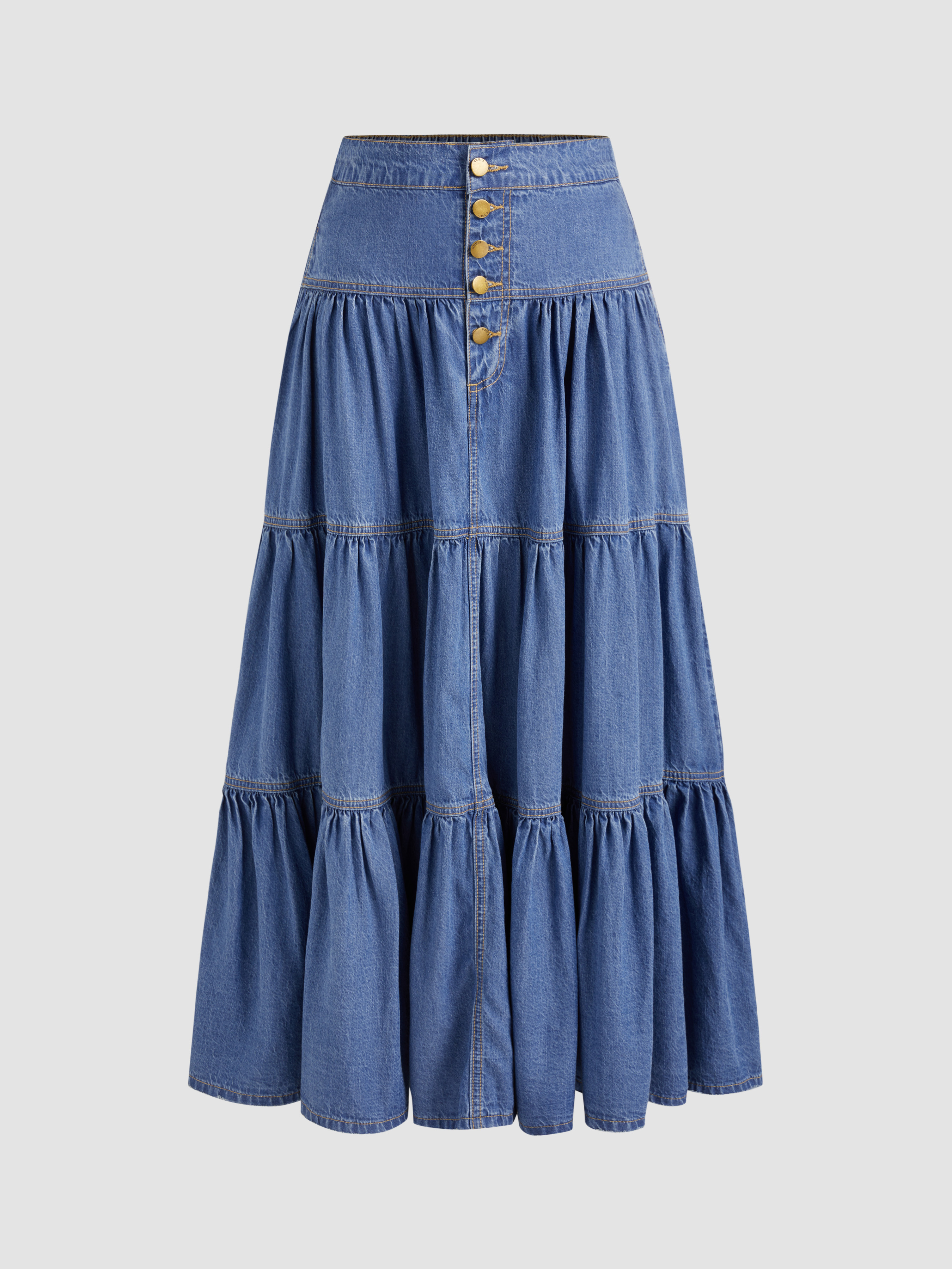 Cider  デニムスプリットミニスカート Western Outfits Denim Denim Solid High Waist Split Mini