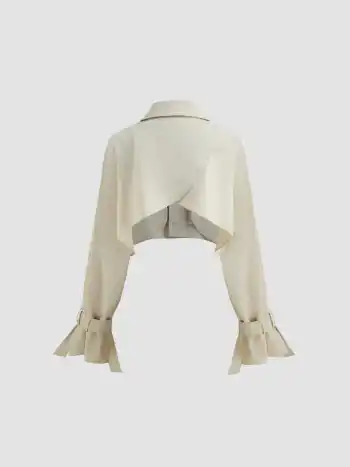 100% Baumwolle Kragen Einfarbig Geknoteter Trenchcoat