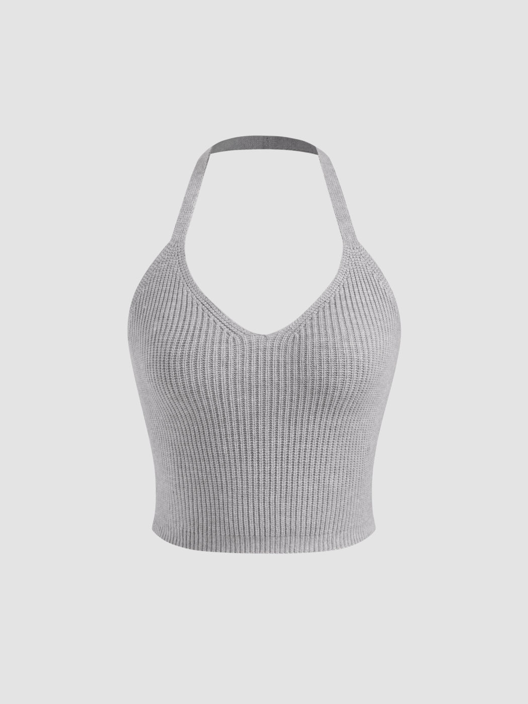 Top a maniche corte con bottoni spaccati in maglia solida con scollo a balestra in maglia solida Crop top a coste